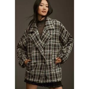 Anthropologie Double-Breasted Tweed Coat